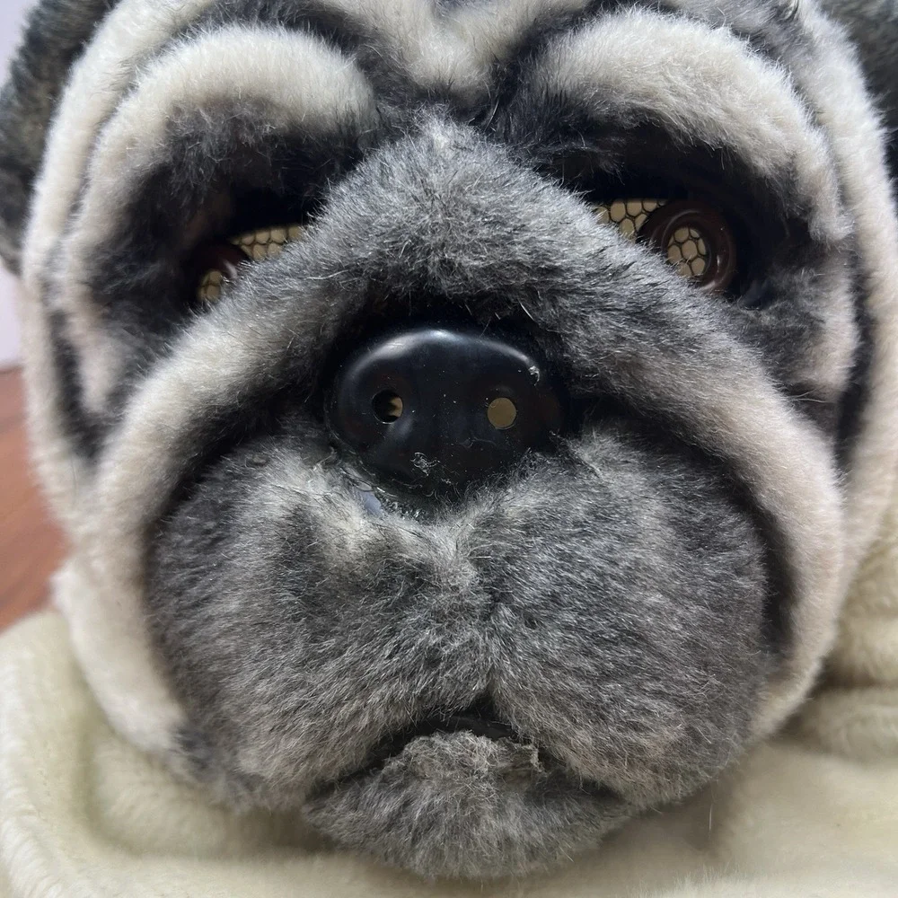 Pug Dog Halloween Costume Mask Adult One Size Plush Head Cosplay
